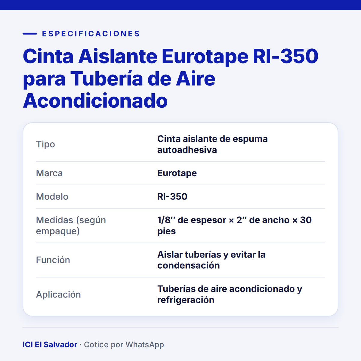 Ficha de especificaciones: cinta aislante Eurotape RI-350