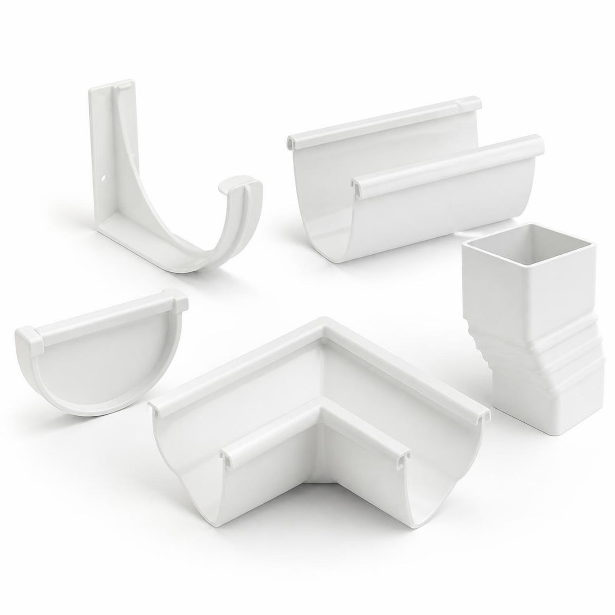 Codo PVC para bajante rectangular de canoa 45° y 90° — accesorios de PVC para canoa de aguas lluvias (imagen de referencia)