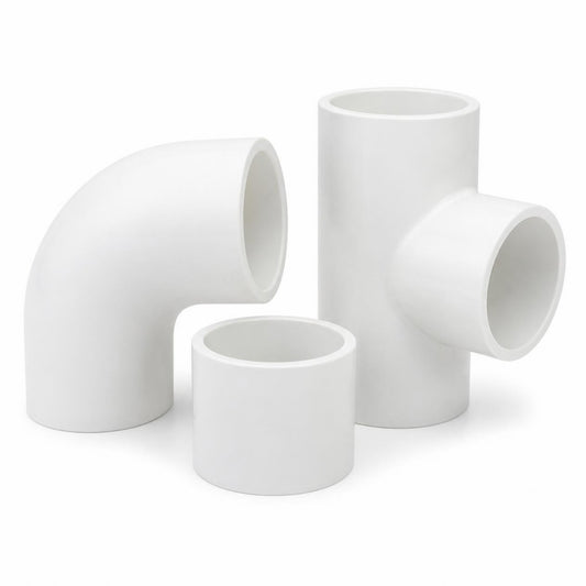 Codo PVC a 90° 3" sin rosca — accesorios blancos de PVC para agua a presión