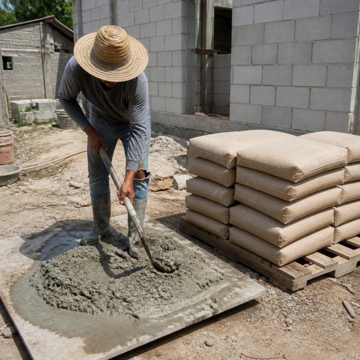 Concreto para pavimentos Holcim MR 28 a 50 kg/cm² — aplicación típica: preparación de mezcla de concreto en una obra