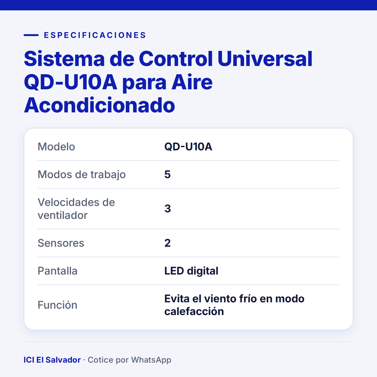 Ficha de especificaciones: sistema de control universal