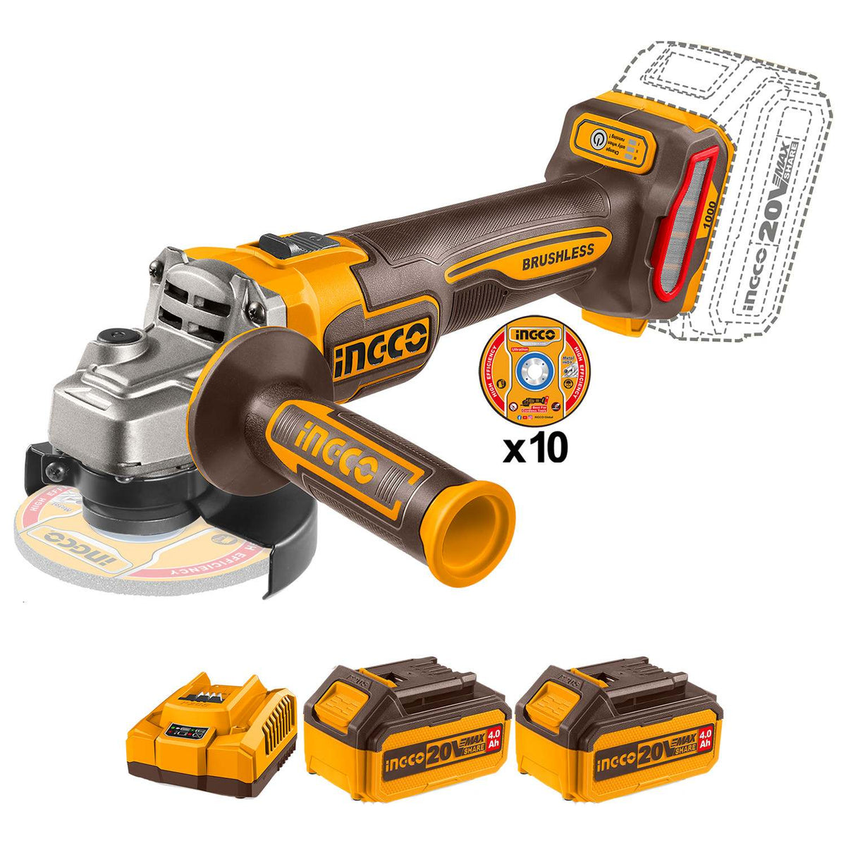 Mini Esmeril Angular Inalámbrico 114.3 mm 20 V Velocidad Variable