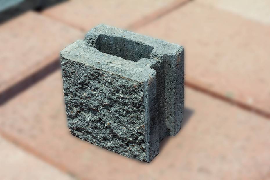 Dado de concreto 20x20x20 cm — foto de referencia del fabricante (línea de fachada, gris)
