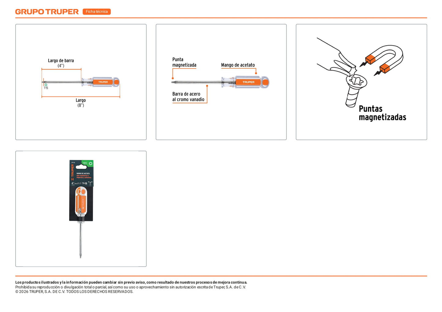 Desarmador Punta Torx T15 Mango Acetato