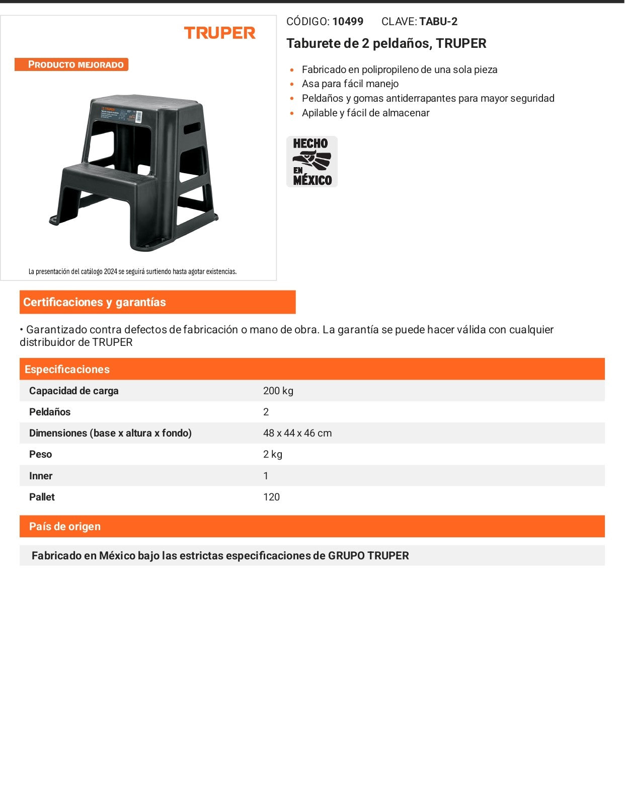 Taburete de 2 peldaños con capacidad de 200 kg y diseño antiderrapante