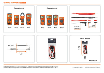 Juego de cables de prueba para multímetro