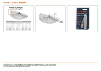 Calibrador de 32 hojas std / mm