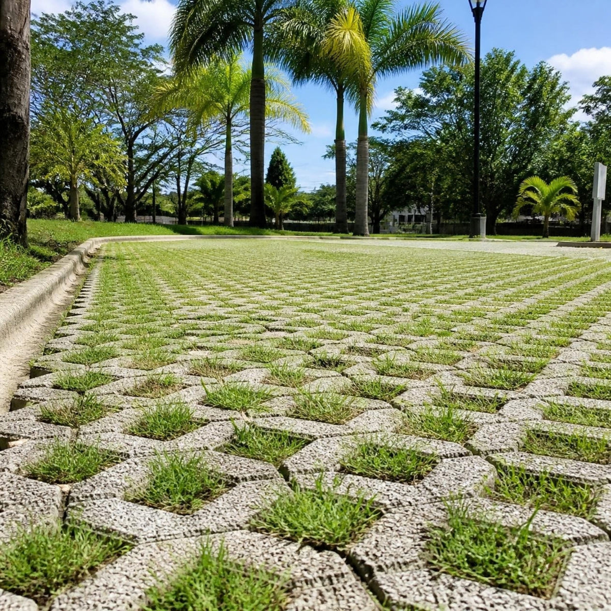 Gramoquín 20x40x10 cm (adoquín ecológico) — estacionamiento con grama