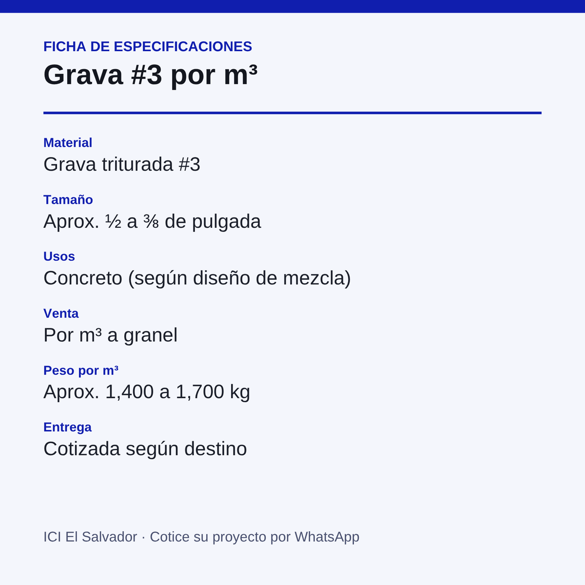 Tarjeta de especificaciones de la grava #3