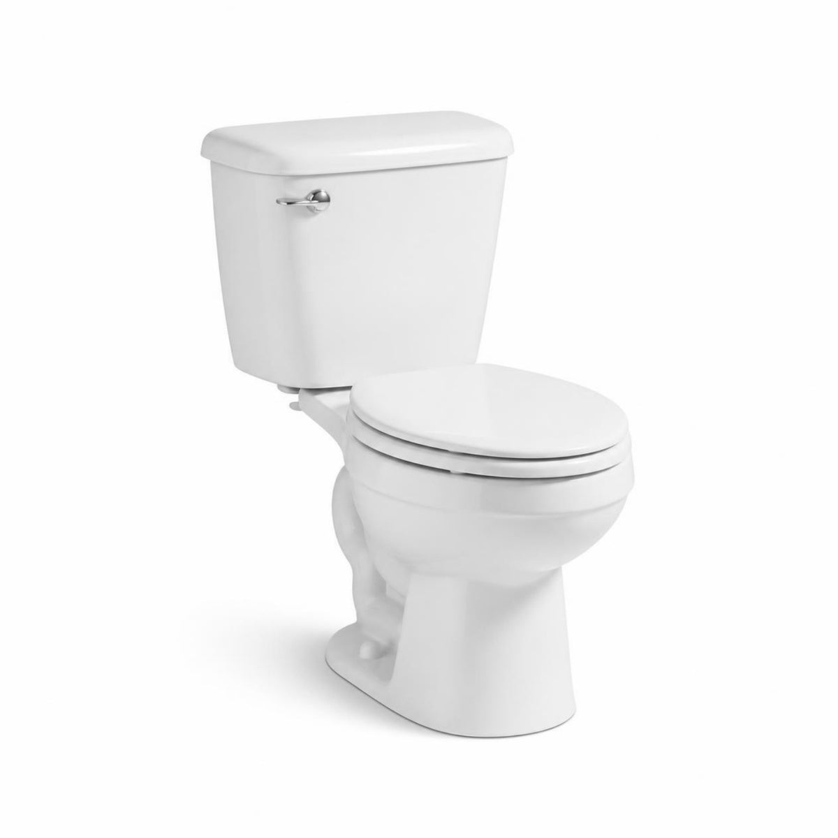 Inodoro redondo blanco de 2 piezas — producto sobre fondo blanco