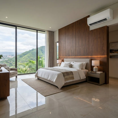 Aplicación típica: mini split inverter de 12,000 BTU en la habitación principal de una residencia moderna