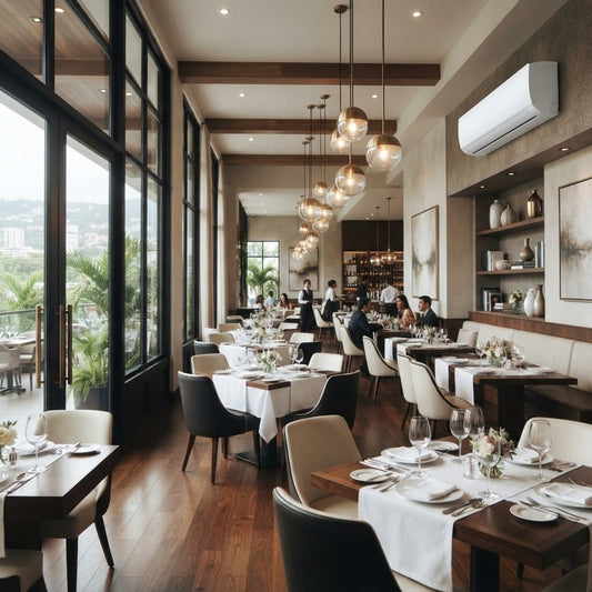 Aplicación típica: mini split inverter de 36,000 BTU en un restaurante de categoría