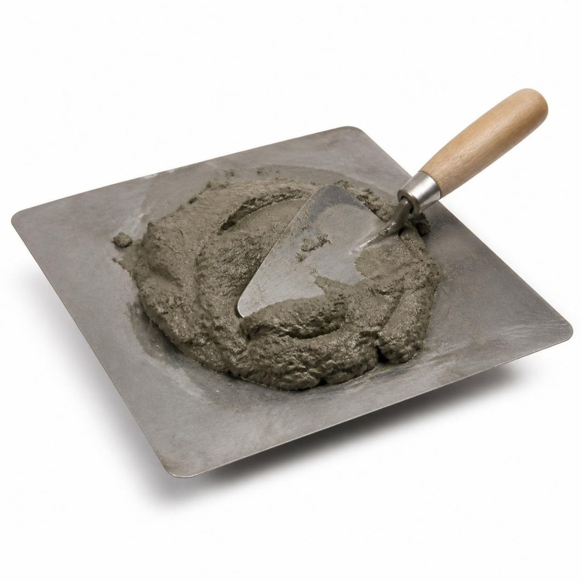 Mortero premezclado Holcim para albañilería — mortero gris sobre tabla de mezcla, imagen de referencia