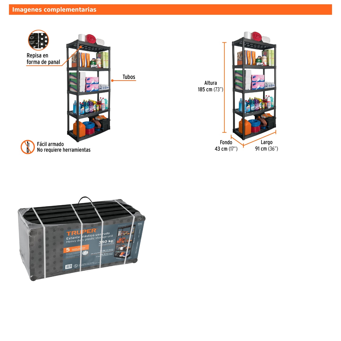Estante Plástico uso Rudo 5 Repisas