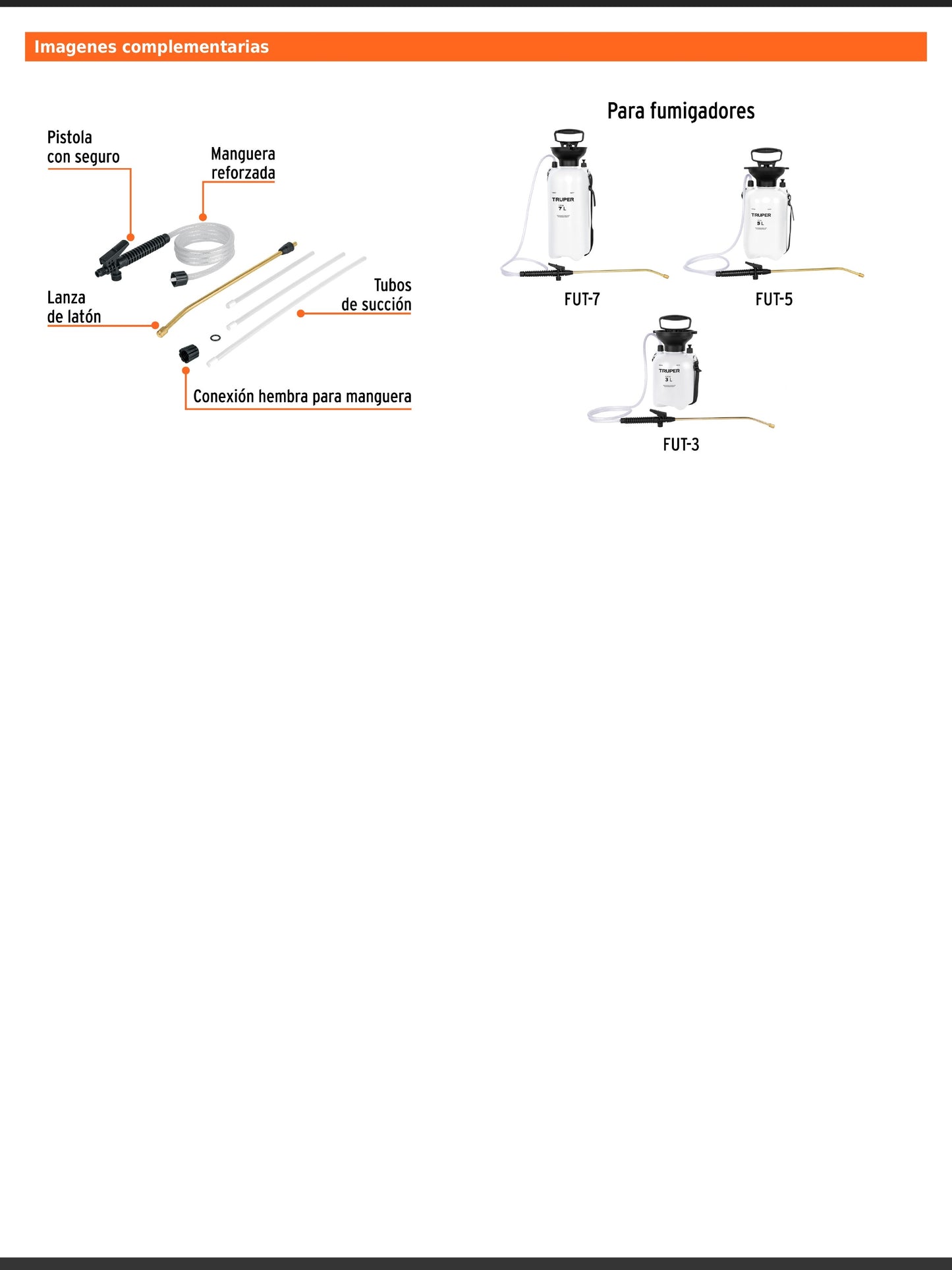 Manguera y dosificador de repuesto para FUT-3, 5 y 7