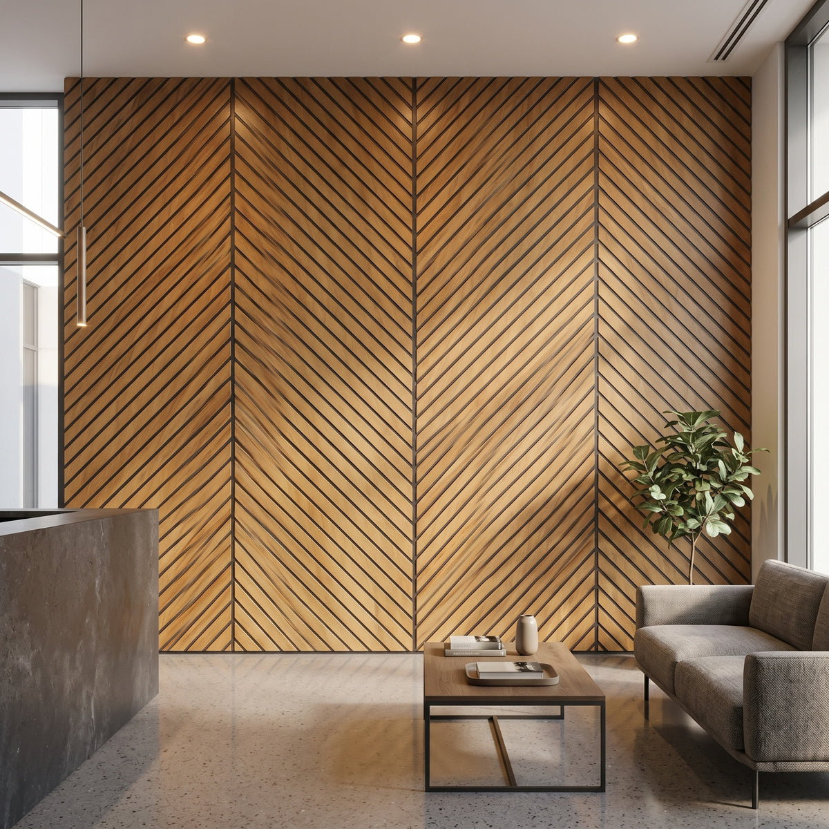 Imagen ilustrativa de Panel PS Decorativo Biselado Madera Miel instalado