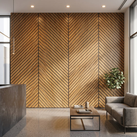 Imagen ilustrativa de Panel PS Decorativo Biselado Madera Miel instalado