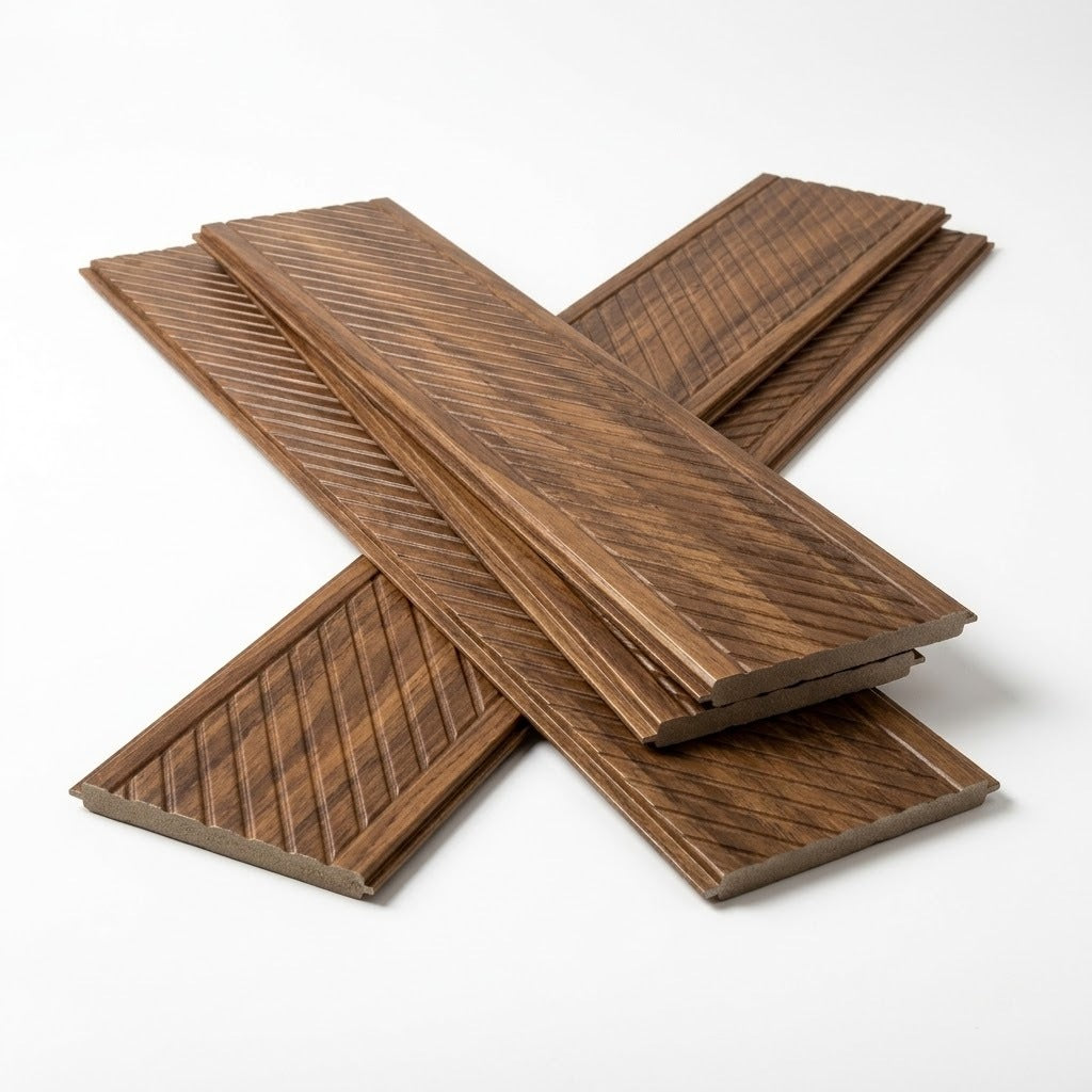 Imagen ilustrativa de Panel PS Decorativo Biselado Madera Teka, producto sobre fondo blanco