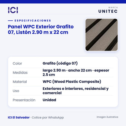 Imagen ilustrativa de Panel WPC Exterior Grafito 07 ficha