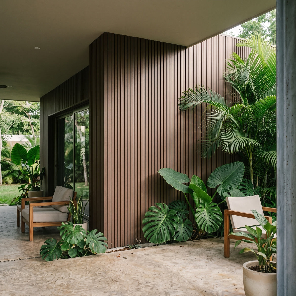 Imagen ilustrativa de Panel WPC Exterior Marrón 03 instalado