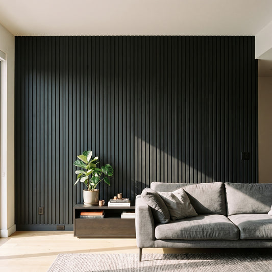 Imagen ilustrativa de Panel WPC Interior Negro Mate WPC23 instalado