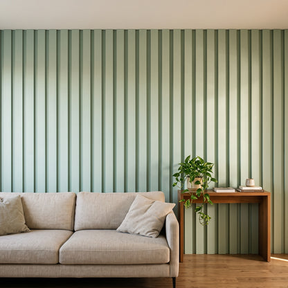 Imagen ilustrativa de Panel WPC Interior Verde Menta WPC26 instalado