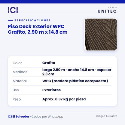 Ficha de especificaciones de Piso Deck Exterior WPC Grafito