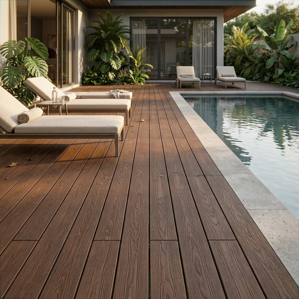Imagen ilustrativa de Piso Deck Exterior WPC Nogal instalado