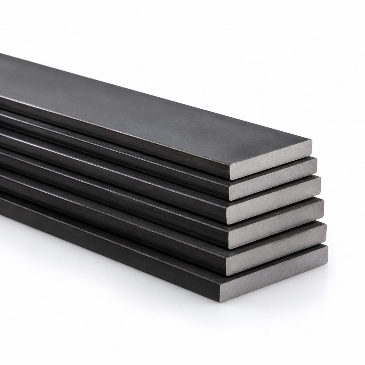 Platina de hierro negro 1" x 1/8" — platinas apiladas sobre fondo blanco