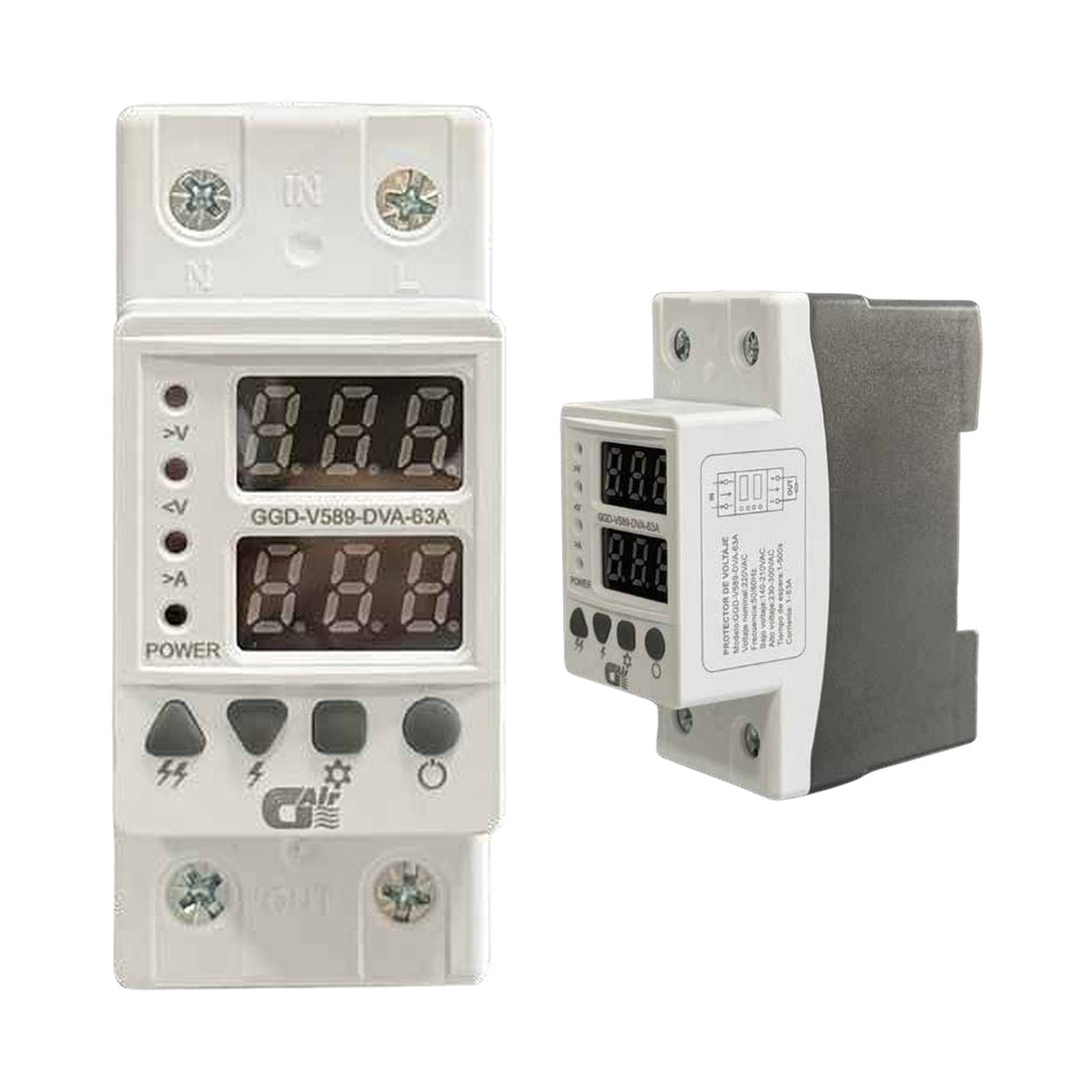 Protector de voltaje digital G Air para riel DIN de 63 A