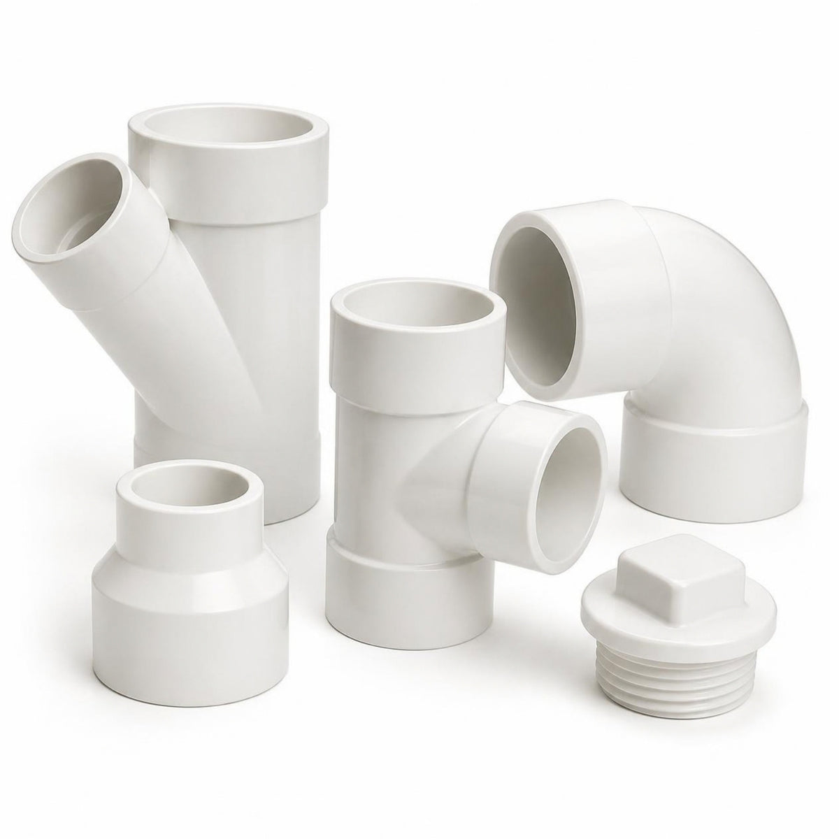 Reducción (reductor) PVC para drenaje — accesorios blancos de PVC para drenaje