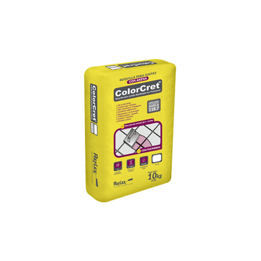 Boquilla ColorCret con arena Reflex 10 kg — bolsa sobre fondo blanco