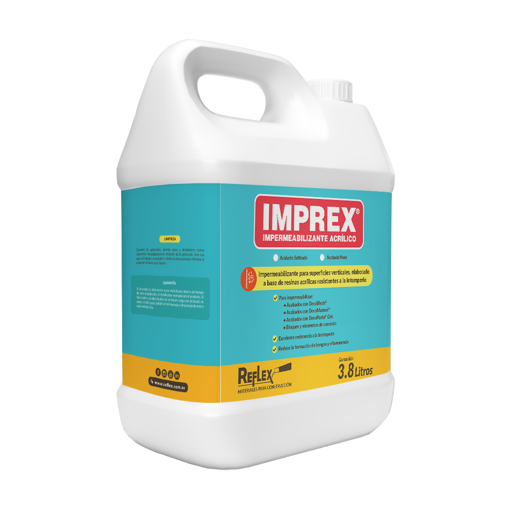 Impermeabilizante Imprex Satinado Reflex 3.8 L — envase sobre fondo blanco