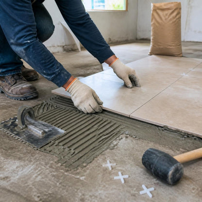 Mortero Piso-Mix Capa Delgada 40 kg — aplicación típica: instalación de piso cerámico sobre base de piso nivelada