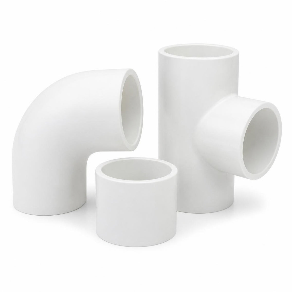Tee PVC 3" sin rosca — accesorios blancos de PVC para agua a presión