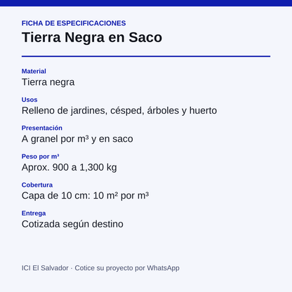 Tarjeta de especificaciones de la tierra negra