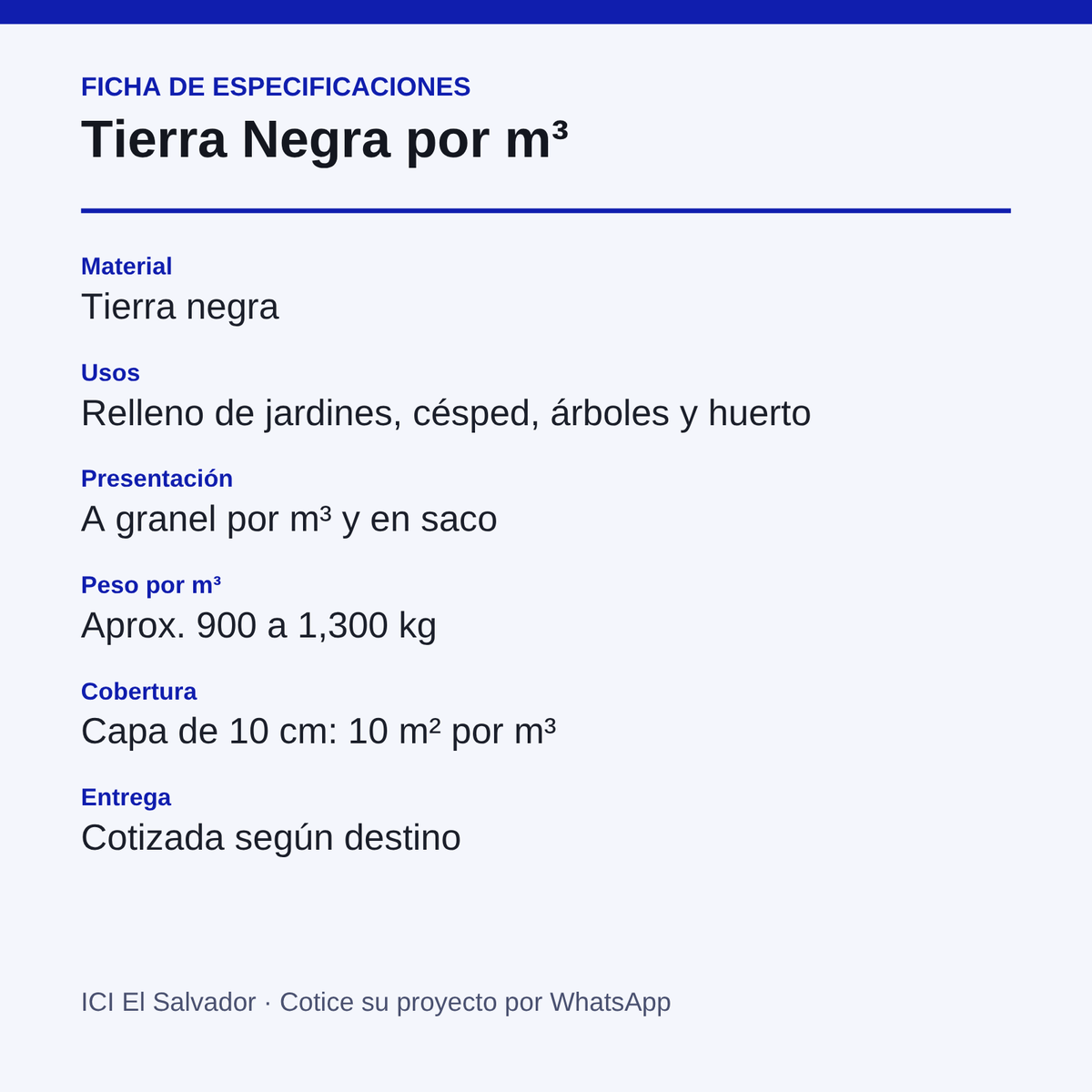 Tarjeta de especificaciones de la tierra negra