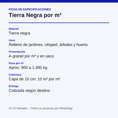Tarjeta de especificaciones de la tierra negra