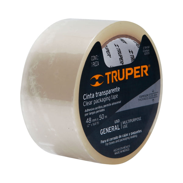 Cinta de empaque 48 mm x 50 m transparente TRUPER