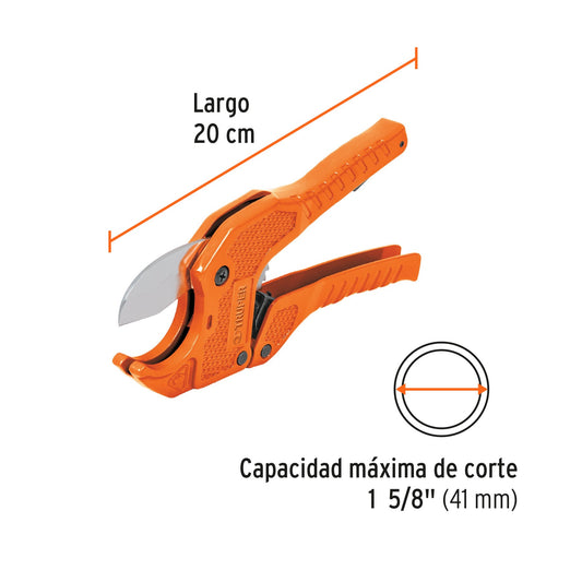 Cortador de Tubo de Plástico, Capacidad Corte 1-5/8"