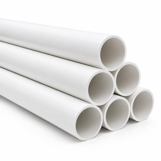 Tubo PVC para drenaje 2" — tubos apilados