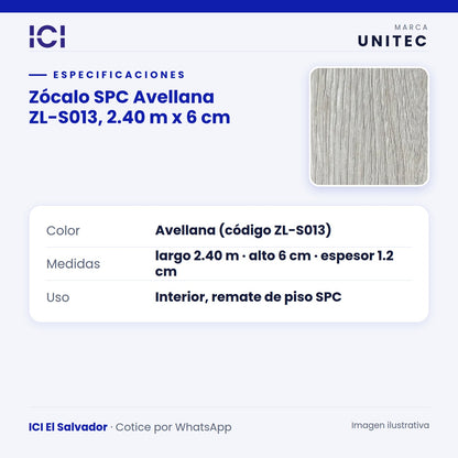 Ficha de especificaciones de Zócalo SPC Avellana ZL-S013